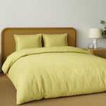 Spaces Solid 100% Cotton 144 TC Double Bedsheet with 2 Pillow Covers - 274 x 274 cm, Light Yellow