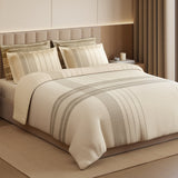 Spaces Geometric Cotton 144 TC Double Bedsheet with 2 Pillow Covers - 274 x 274 cm, Cream