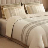 Spaces Geometric Cotton 144 TC Double Bedsheet with 2 Pillow Covers - 274 x 274 cm, Cream