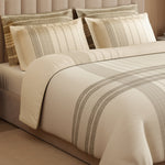 Spaces Geometric Cotton 144 TC Double Bedsheet with 2 Pillow Covers - 274 x 274 cm, Cream