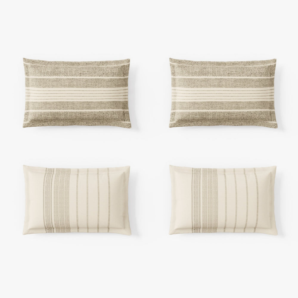 Spaces Geometric Cotton 144 TC Double Bedsheet with 2 Pillow Covers - 274 x 274 cm, Cream