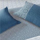 Spaces Fiora 100% Cotton 144 TC Percale Geometric Large Bedsheet with 2 Pillow Covers - 274 x 274 cm, Dark Blue