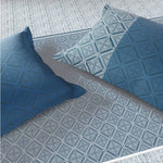 Spaces Fiora 100% Cotton 144 TC Percale Geometric Large Bedsheet with 2 Pillow Covers - 274 x 274 cm, Dark Blue