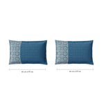 Spaces Fiora 100% Cotton 144 TC Percale Geometric Large Bedsheet with 2 Pillow Covers - 274 x 274 cm, Dark Blue