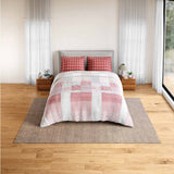 Spaces Fiora 100% Cotton 144 TC Percale Geometric Large Bedsheet with 2 Pillow Covers - 274 x 274 cm, Dark Pink