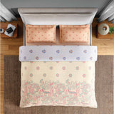 Spaces Fiora 100% Cotton 144 TC Percale Ornate Large Bedsheet with 2 Pillow Covers - 274 x 274 cm, Light Yellow