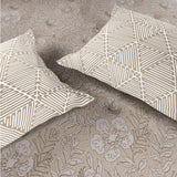 Spaces Fiora 100% Cotton 144 TC Percale Fioral Large Bedsheet with 2 Pillow Covers - 274 x 274 cm, Beige