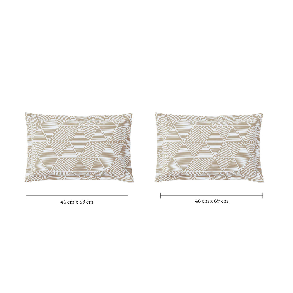 Spaces Fiora 100% Cotton 144 TC Percale Fioral Large Bedsheet with 2 Pillow Covers - 274 x 274 cm, Beige
