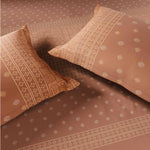 Spaces Fiora 100% Cotton 144 TC Percale Ornate Large Bedsheet with 2 Pillow Covers - 274 x 274 cm, Brown