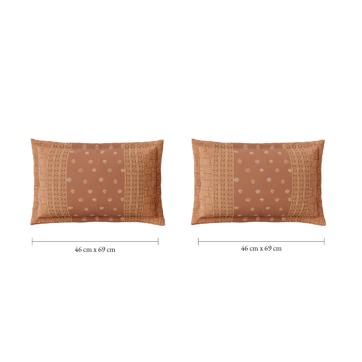 Spaces Fiora 100% Cotton 144 TC Percale Ornate Large Bedsheet with 2 Pillow Covers - 274 x 274 cm, Brown