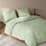 Spaces Fiora 100% Cotton 144 TC Percale Fioral Large Bedsheet with 2 Pillow Covers - 274 x 274 cm, Light Green