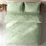 Spaces Fiora 100% Cotton 144 TC Percale Fioral Large Bedsheet with 2 Pillow Covers - 274 x 274 cm, Light Green