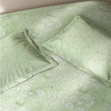 Spaces Fiora 100% Cotton 144 TC Percale Fioral Large Bedsheet with 2 Pillow Covers - 274 x 274 cm, Light Green