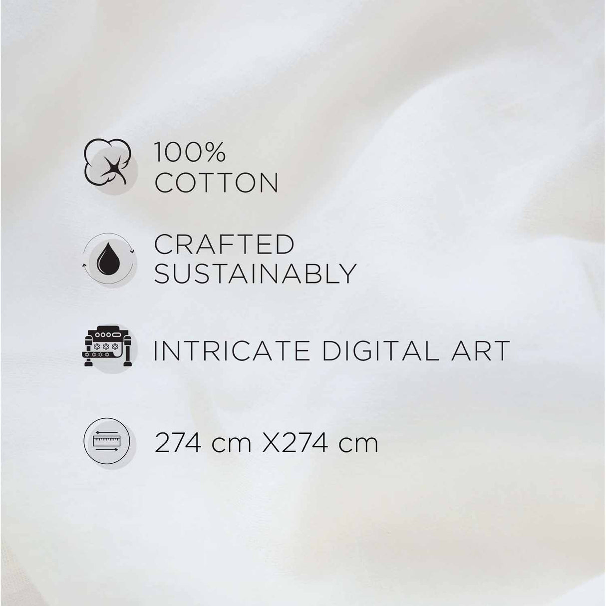 Spaces Fiora 100% Cotton 144 TC Percale Fioral Large Bedsheet with 2 Pillow Covers - 274 x 274 cm, Light Green