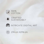 Spaces Fiora 100% Cotton 144 TC Percale Fioral Large Bedsheet with 2 Pillow Covers - 274 x 274 cm, Light Green