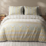 Spaces Fiora 100% Cotton 144 TC Percale Ornate Large Bedsheet with 2 Pillow Covers - 274 x 274 cm, Light Grey