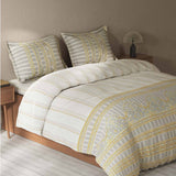 Spaces Fiora 100% Cotton 144 TC Percale Ornate Large Bedsheet with 2 Pillow Covers - 274 x 274 cm, Light Grey