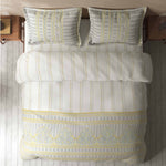 Spaces Fiora 100% Cotton 144 TC Percale Ornate Large Bedsheet with 2 Pillow Covers - 274 x 274 cm, Light Grey