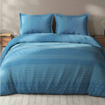 Spaces Fiora 100% Cotton 144 TC Percale Ornate Large Bedsheet with 2 Pillow Covers - 274 x 274 cm, Blue