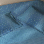 Spaces Fiora 100% Cotton 144 TC Percale Ornate Large Bedsheet with 2 Pillow Covers - 274 x 274 cm, Blue