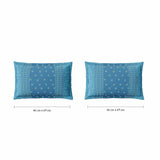 Spaces Fiora 100% Cotton 144 TC Percale Ornate Large Bedsheet with 2 Pillow Covers - 274 x 274 cm, Blue