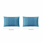 Spaces Fiora 100% Cotton 144 TC Percale Ornate Large Bedsheet with 2 Pillow Covers - 274 x 274 cm, Blue
