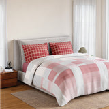 Spaces Fiora 100% Cotton 144 TC Percale Geometric Double Bedsheet with 2 Pillow Covers - 228 x 274 cm, Dark Pink
