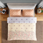 Spaces Fiora 100% Cotton 144 TC Percale Ornate Double Bedsheet with 2 Pillow Covers -  228 x 274 cm, Light Yellow