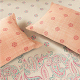 Spaces Fiora 100% Cotton 144 TC Percale Ornate Double Bedsheet with 2 Pillow Covers -  228 x 274 cm, Light Yellow