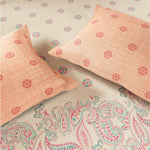 Spaces Fiora 100% Cotton 144 TC Percale Ornate Double Bedsheet with 2 Pillow Covers -  228 x 274 cm, Light Yellow