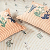 Spaces Fiora 100% Cotton 144 TC Percale Fioral Double Bedsheet with 2 Pillow Covers - 228 x 274 cm, Beige