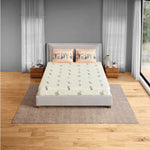 Spaces Fiora 100% Cotton 144 TC Percale Fioral Double Bedsheet with 2 Pillow Covers - 228 x 274 cm, Beige