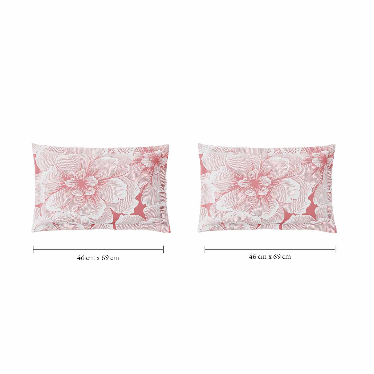 Spaces Fiora 100% Cotton 144 TC Percale Fioral Double Bedsheet with 2 Pillow Covers - 228 x 274 cm, Blush