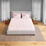 Spaces Fiora 100% Cotton 144 TC Percale Fioral Double Bedsheet with 2 Pillow Covers - 228 x 274 cm, Blush