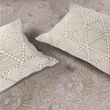 Spaces Fiora 100% Cotton 144 TC Percale Fioral Double Bedsheet with 2 Pillow Covers - 228 x 274 cm, Beige