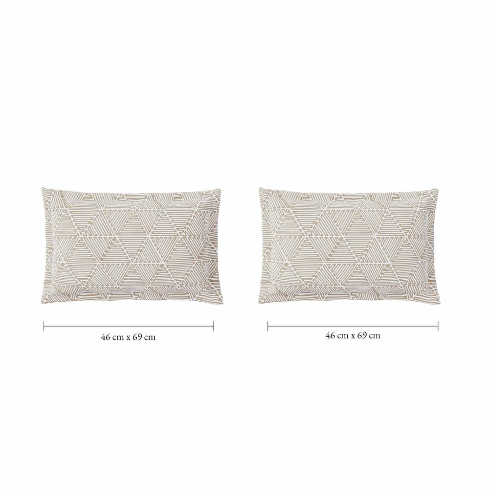 Spaces Fiora 100% Cotton 144 TC Percale Fioral Double Bedsheet with 2 Pillow Covers - 228 x 274 cm, Beige