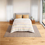 Spaces Fiora 100% Cotton 144 TC Percale Geometric Double Bedsheet with 2 Pillow Covers - 228 x 274 cm, Beige