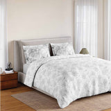 Spaces Fiora 100% Cotton 144 TC Percale Fioral Double Bedsheet with 2 Pillow Covers - 228 x 274 cm, Light Grey