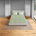 Spaces Fiora 100% Cotton 144 TC Percale Fioral Double Bedsheet with 2 Pillow Covers - 228 x 274 cm, Light Green