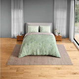 Spaces Fiora 100% Cotton 144 TC Percale Fioral Double Bedsheet with 2 Pillow Covers - 228 x 274 cm, Light Green