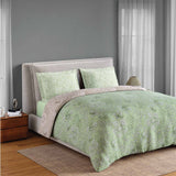 Spaces Fiora 100% Cotton 144 TC Percale Fioral Double Bedsheet with 2 Pillow Covers - 228 x 274 cm, Light Green
