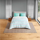 Spaces Fiora 100% Cotton 144 TC Percale Geometric Double Bedsheet with 2 Pillow Covers - 228 x 274 cm, Aqua