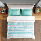 Spaces Fiora 100% Cotton 144 TC Percale Geometric Double Bedsheet with 2 Pillow Covers - 228 x 274 cm, Aqua