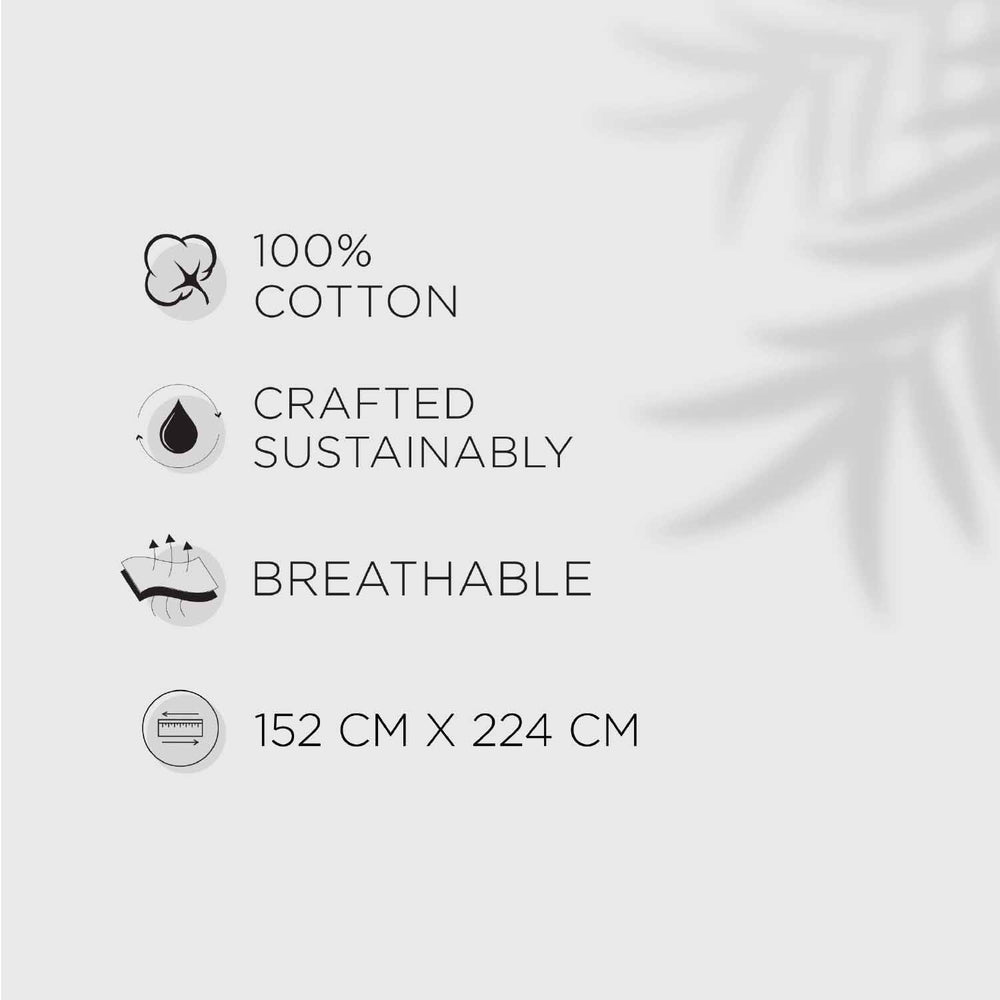 Spaces Fiora 100% Cotton 144 TC Percale Geometric Single Bedsheet with 1 Pillow Cover - 152 x 224 cm, Light Yellow