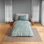 Spaces Fiora 100% Cotton 144 TC Percale Fioral Single Bedsheet with 1 Pillow Cover - 152 x 224 cm, Light Green