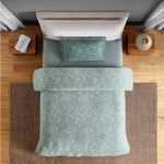 Spaces Fiora 100% Cotton 144 TC Percale Fioral Single Bedsheet with 1 Pillow Cover - 152 x 224 cm, Light Green
