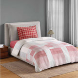 Spaces Fiora 100% Cotton 144 TC Percale Geometric Single Bedsheet with 1 Pillow Cover - 152 x 224 cm, Dark Pink