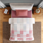 Spaces Fiora 100% Cotton 144 TC Percale Geometric Single Bedsheet with 1 Pillow Cover - 152 x 224 cm, Dark Pink