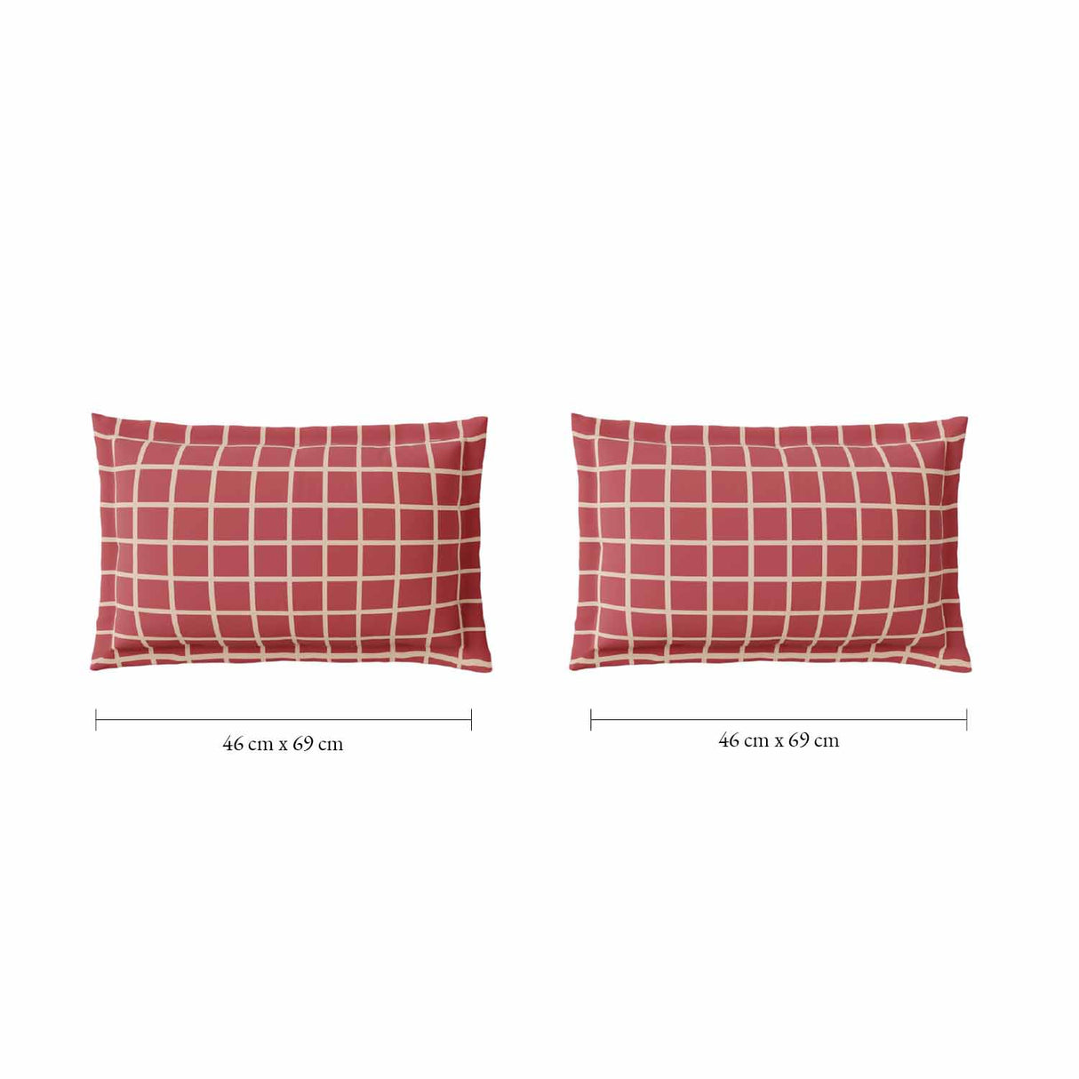 Spaces Fiora 100% Cotton 144 TC Percale Geometric Single Bedsheet with 1 Pillow Cover - 152 x 224 cm, Dark Pink