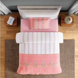 Spaces Fiora 100% Cotton 144 TC Percale Ornate Single Bedsheet with 1 Pillow Cover - 152 x 224 cm, Pink